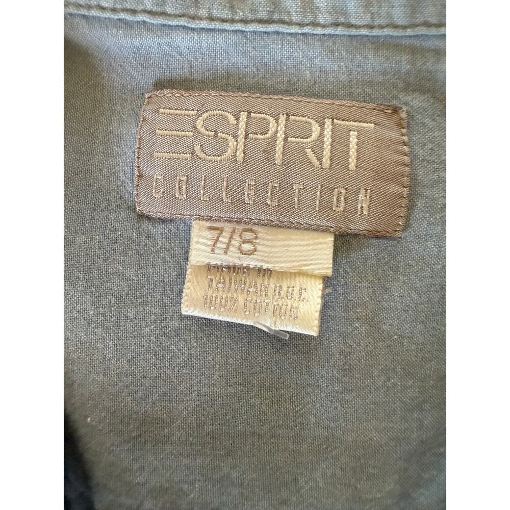 Vintage 90s Esprit Collection Shirt Dress Gold Crest Button Front Midi Dress - Picture 5 of 8
